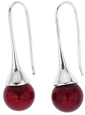 Boucles d'Oreilles Pendantes Murano - Rouge Rubis