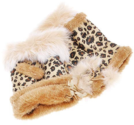 ZLYC Damen Winter Warme Kunstpelz Halbfinger Handschuhe Fingerlose Fäustlinge((Leopard) Khaki)