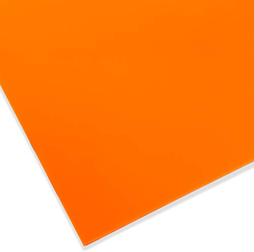 PLEXIGLAS® GS de color, vidrio acrílico de marca versátil y resistente a la rotura para objetos ligeros, etc., plancha de PLEXIGLAS® GS de 3 mm de espesor en 12 x 25 cm, naranja opaco (2H02)