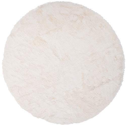 Brandsseller Kunstfell Teppich Rund ca. Ø 90 cm Lammfell-Optik Bettvorleger Dekoteppich Kuschelfell Creme