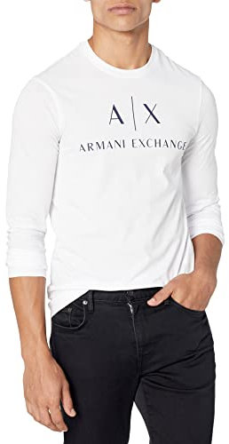 Armani Exchange Men's A|x Long Sleeve Crew Neck T-Shirt, White, M