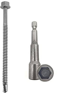 DOJA INDUSTRIAL | Vis Autoperceuse à Tête Hexagonale avec Douille Magnétique M10 | 50 Vis Autoforeuse 6,3x100 mm | Acier Zingué | pour Tole Acier, Bride de Fixation, Matériel de Construction