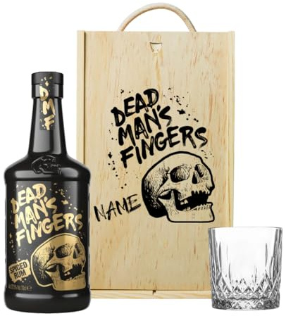 Personalised Dead Man's Fingers Spiced Rum Gift Set with Glass - 70cl - Rum Gifts for Men, Alcohol Drinks for Her, Christmas, Birthday's, Father's Day, Mother's Day