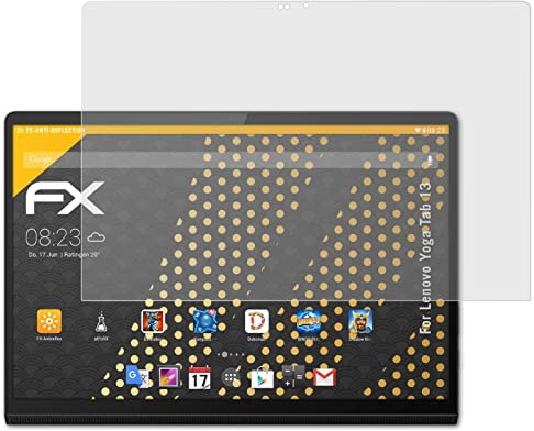 atFoliX Panzerfolie kompatibel mit Lenovo Yoga Tab 13 Schutzfolie, entspiegelnde und stoßdämpfende FX Folie (2X)