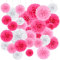 24Pcs Rosa Seidenpapier Pompons, Hochzeitsfestdekorationen Pom Pom Hängende Girlande Papierblumenball für Geburtstagsdekoration Babydusche Valentinstag Hochzeitsfeierzubehör（681012）
