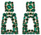 EVER FAITH Pendientes cuadrados grandes bohemios de goteo de cristal geométrico con diseño en relieve Verde oscuro