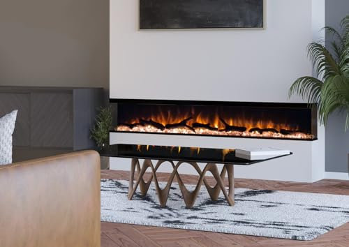 Ezee Built-In Electric Fire - 72 | 3 in 1 Celestial Flame Effect Freestanding, Recessed Wall Mounted Electric Fireplace Heater with 12 Flame Colour Options & Remote Control | Glow Range