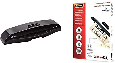 Fellowes Laminiergerät Calibre A3 für 80-125 Micron Folien, nur 60 Sek. Aufwärmzeit, staufreies Laminieren, inkl. 10 gratis A4 Folien & Laminierfolien A4 ImageLast, 125 Mikron (2 x 125 mic), 100 Stück