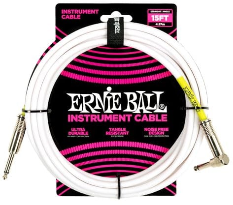Ernie Ball, Cavo classico per strumenti, Jack dritto/dritto, 4,57 m, Bianco
