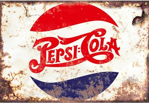 Sawfish® Pepsi Küchen-Wanddekoration, Metallschild, Retro, Vintage, Blechschild, 10 x 15 cm, 20 x 15 cm, 20 x 30 cm, 30 x 40 cm, 40 x 60 cm, ideal für Kneipen, Schuppen, Bar, Büro, Männerhöhle,