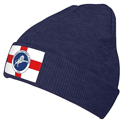Fnqhappy Mill-Wall FC Bedruckte Reisemütze, warm, Strickmütze, Pullover, Mütze, für Outdoor-Sport, Marineblau