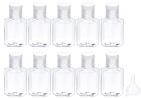 PATIKIL 30ml 36x48mm Transparente Viajar Botellas Juego, 10en1 Juego Apretar Botella con Embudo para Champú Loción Crema Jabón