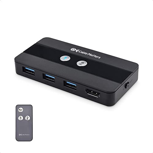 Cable Matters USB 3.0 KVM Switch HDMI 4K@60Hz for 2 Computers, HDMI KVM Switches 2 Port, KVM Switch with 4K Video & 3X 5Gbps USB Ports