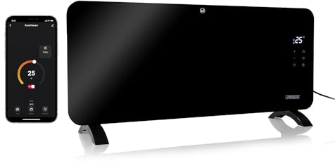Princess connected electric heater - Convection heating - Manual, app or voice control - Free app - Glass panel - 2000 W - Black - 348200