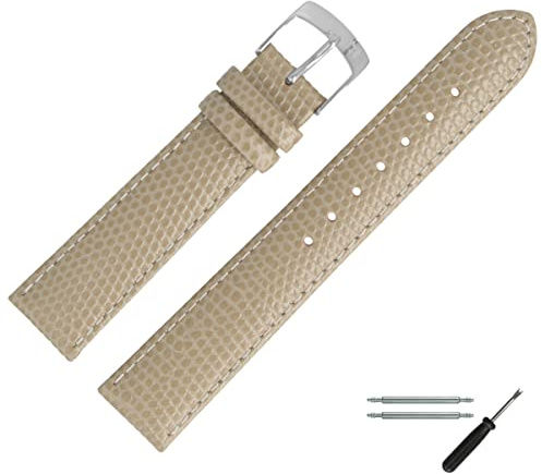 MARBURGER Uhrenarmband 14mm Leder Eidechse Prägung - Werkzeug Montage Set 78014