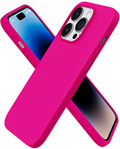 ORNARTO kompatibel mit iPhone 14 Pro Hülle 6,1 Zoll 2022, Silikon Case Ultra Dünne Voller Schutz Flüssig Silikon Handyhülle Schutz für iPhone 14 Pro 6,1 Zoll 2022 Leuchtend Rosa