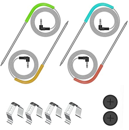 4 Pack Replacement Meat Probe for Masterbuilt Gravity Series 560/800/1050 XL Digital Charcoal Grill + Smoker, 9004190170 Accessories Temperature Probe, with Probe Grommet and Grills Clips