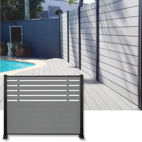 LZMZMQ WPC Sichtschutzzaun Apartment Gazebo Rooftop Fechten Privacy Divider, Graue Zaun-Sichtschutzwand/Aluminium-Zaunplatten-Set Für Gartenwand-Hotel-Galerie-Doppelplatte, Wetterresistent