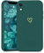 Wirvyuer Compatible with iPhone XR Phone Case for Women Girls Silky Soft Protective Shockproof Silicone Case with Gold Heart Pattern Design Green Cover
