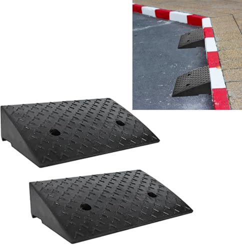 YUENFONG Rampa carrabile per marciapiede, 2 pcs Rampa in gomma, Rampa di Accesso per Sollevamento Auto, Moto, Furgone, Bici, Disabili, Sedia a Rotelle, 47 x 31 x 10,5 cm(L x W x H), Nero