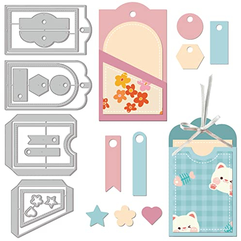 GLOBLELAND Lesezeichenrahmen Stanzformen Metall Stereo Label Stanzungen Prägeschablonen Vorlage für die Papierkartenherstellung Dekoration DIY Scrapbooking Album Basteldekor