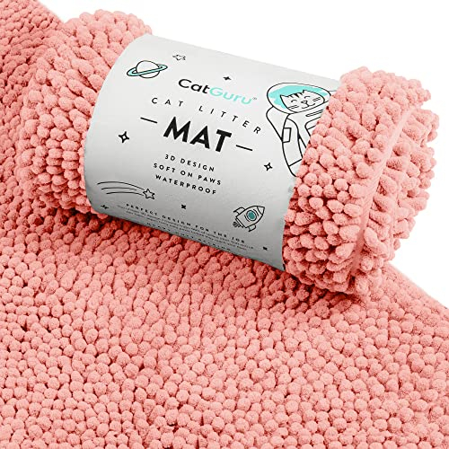 CatGuru Katzentoilettenmatte, mittel, extra groß, XXL, wasserdichte Katzentoilettenmatte, rutschfeste Katzentoilettenmatte, maschinenwaschbar, weiche Katzentoilette, Katzenstreu (XL,