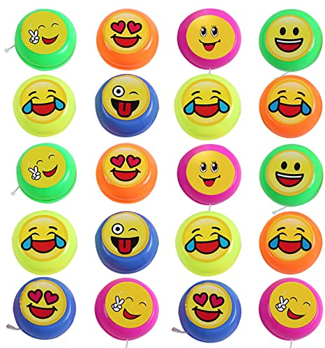 Zuzer YoYo Bambini 20 Pezzi Professionale Yo-Yo Giocattoli Mini YoYos in Plastica Yo Yo con Emoji-Motivo per Regali di Compleanno per Bambini,Bomboniere,Giocattoli(Modello Casuale)