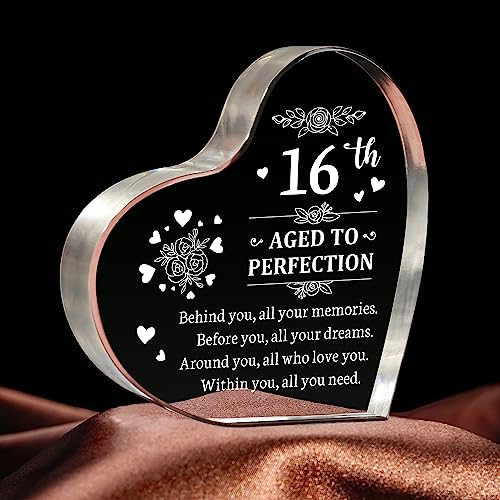Elequaint 16th Birthday Gifts for Girls, 16 Her Girls Sister Daughter Niece Friends Boys, Present Idea Year Old Happy Eighteenth Keepsake Plaque Sign