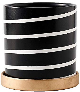 Marble Plant Pots Zebra Pattern Flowerpot Nordic Style Ceramic Vase Hanging Planter with Drainage Hole for Outdoor Succulent and Cactus Plant Container (Size : 14cm*14cm) Interesting