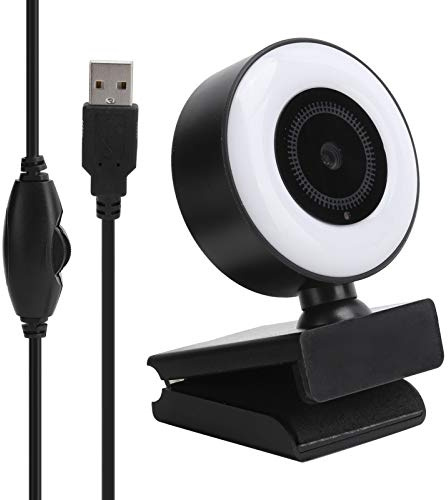 Zunate Kamera-Web-Webcam, COMS Full HD 1080p USB-Webcam mit Mikrofon-Fülllicht, Fester Fokus/kein Treiber, für PC-Laptop-Online-Lerntreffen