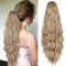 YEESHEDO Pferdeschwanz Haarteil braun mit weißblond Lange Wellig Locken Haarteil Zopf mit Kordelzug Ponytail Natürliches Kunsthaar Haarverlängerunge Extensions für Damen Afro Zopf 60cm