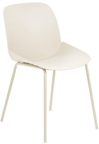 Esszimmerstuhl 2er-Set Kunststoff beige mit hoher Lehne Metallbeinen Milaca