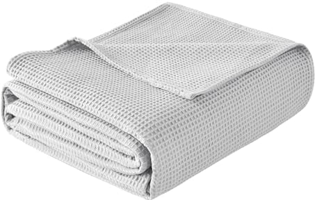 WOLTU Tagesdecke 150x200 cm 100% Baumwolle, leichte Wohndecke in Waffeloptik, weiche Überwurfdecke Bett, Sofa Überwurf Wohnzimmer Schlafzimmer, Grau