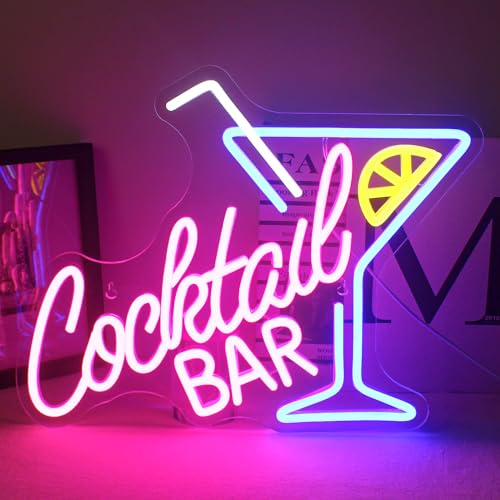 Horseneon Panneau néon pour bar à cocktails panneau de bar à LED pour mur panneau LED bleu rose pour bar à bière homme caverne club pub maison estaurant bardécoration