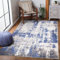 renoazul® Washable Soft Pile Turkish Mat, 120 x 170 cm, 3 ft 11 in x 5 ft 7 in, Abstract Navy, Jute Backed Unique Area Rug for Lounge, Garden, Patio, Sitting and Hall