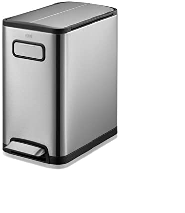 Poubelle 20L salon domestique avec poubelle de couvercle canette de poubelle épaissie en acier inoxydable à pied poubelle à poulie à double couvercle Poubelle à ordures pour salle de bain, cuisine, ma