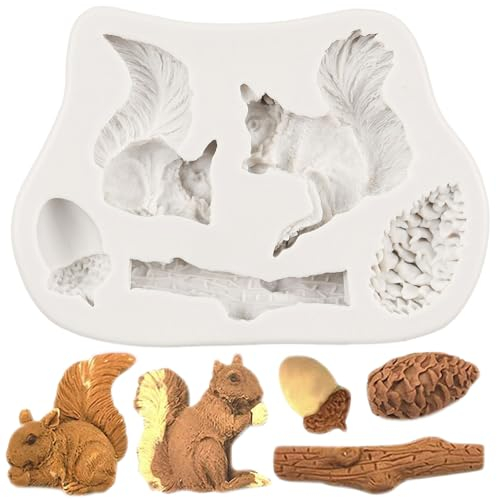 Eichhörnchen-Silikonformen, Tannenzapfen, , Baumstamm, Fondantform für Zuckerhandwerk, Kuchendekoration, Schokolade, Cupcake-Topper, Süßigkeiten, Polymerton, Gummipaste