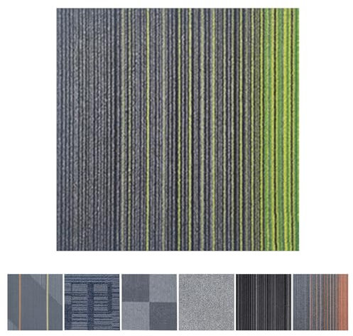 Commercial Carpet Floor Tiles,Heavy Duty Carpet Tiles 20x20inch,DIY Carpet Squares with Adhesive Stickers,Repeated Use Floor Tile for Office Home Basements Hotel Bar Restaurant Flooring Use 12Pcs