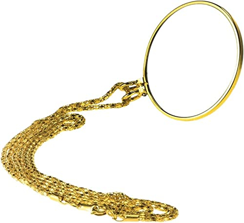 Anhänger Halskette Lupe 5-fache Lupe mit 91,4 cm Goldkette Monokel Brille Lupe und 4,4 cm Glaslinse zum Vergrößern Lesen Zoomen Betrachten Geburtstag elegant