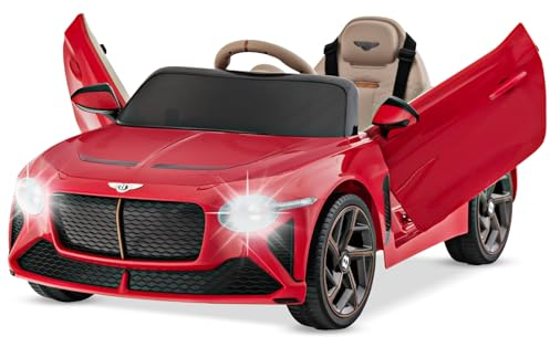 COSTWAY Bentley Elektroauto für Kinder, 12V Kinderfahrzeug mit Fernbedienung & Licht & Musik & USB, Kinderauto Elektro, Elektrofahrzeug für Kinder ab 3 Jahren (Rot)
