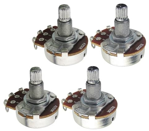 FLEOR 12PCS volle Größe A250K B250K Potentiometer Gitarrenton Lautstärke Regelpotis Durchmesser 24 mm, Länge 18 mm, gerändelte, geteilte Welle (Satz mit 6A6B)