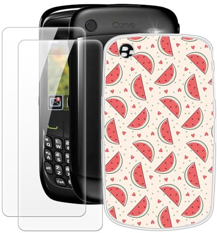MILEGOO Blackberry 8520 Curve Coque + 2PCS Protecteur d'écran en Verre Trempé, Ultra Mince Bumper Antichoc Soft Silicone TPU Cover pour Blackberry Gemini