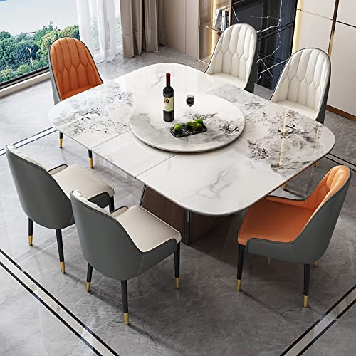 Plato Giratorio De Mármol De Alta Resistencia De 50 Cm / 20 Pulgadas, Bandeja Giratoria Redonda Lazy Susan con Sistema De Asistencia Giratoria, Plato Giratorio De Mesa De Comedor Blanco/Negr