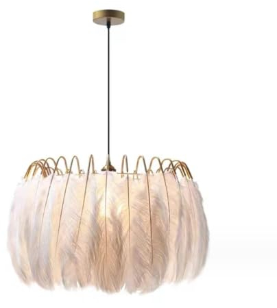 GUANSHAN Elegante Feder Hängelampe Feder Lampenschirm Pendelleuchte Kreative Feder Hängeleuchte Dekorative Pendelleuchte Lampe Für Schlafzimmer, Wohnzimmer