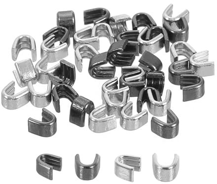 QUARKZMAN 40 Stück Reißverschluss-Schieberhalter - #3 U-Form-Stopper für Taschen, Mäntel, Jacken, geschlossene Reißverschlüsse zum Austauschen, metallisch schwarz & silberfarben