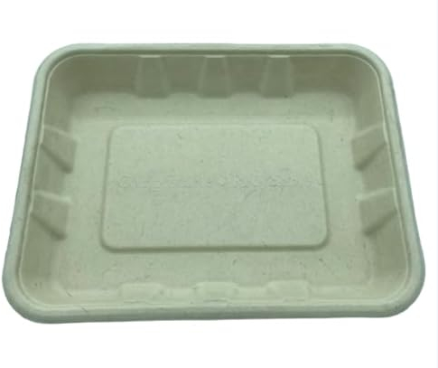 Bandejas desechables, caña de azúcar en Pack de 100 unidades. Bandejas para servir comida. Bandeja. Platos desechables. Cuencos desechables. Cano. Envases desechables para alimentos. caterings