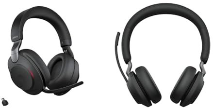 Jabra Evolve2 85 Wireless PC Headset with Charging Stand & Evolve2 65 Wireless Headset – Noise Cancelling Microsoft Teams Zertifizierte Stereo Kopfhörer