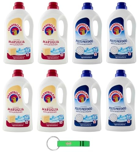 Chanteclair Lavatrice – Paquete de prueba Marsella + bicarbonato – Detergente líquido para la lavadora – Detergente para lavadora – Detergente para 28 lavados 1260 ml + llavero Beni Culinari gratuito
