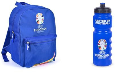 Euro 2024 Bundle - Small Backpack and 750 ml Plastic Bottle, Officially Licensed By Hy-Pro, Euro 2024 Merchandise