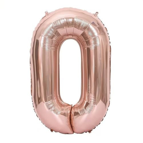 Elizakumi Rosegold Number 0 Balloon Large 0th Birthday Anniversary Helium Foil Number Balloon 0 Rose gold / 40inch Party Deco